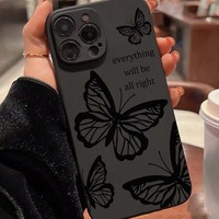 Papillon noir impression bord droit Silicone TPU housse de téléphone portable pour Iphone 7 8 X Xr Xs 11 12 13 14 15 16 17 Pro Max
