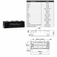 Module redresseur à diodes TECHSEM MDC200-18-216F3 200A 1800V à base isolée avec bornes M6 pour systèmes d'alimentation CC à onduleur PWM