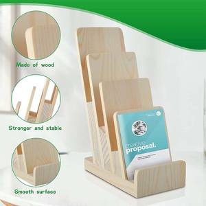 Présentoir de brochures en bois à 4 niveaux Porte-prospectus de 4 pouces Porte-documents Porte-cartes postales Présentoir - Product Image 3