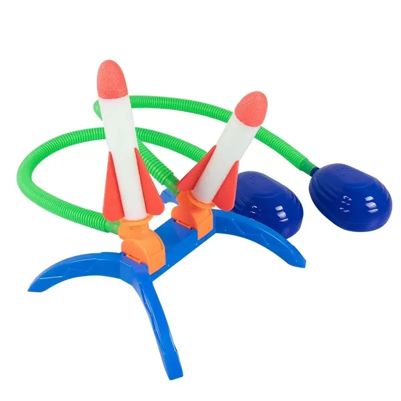 Soft Summer Outdoor Sports Games 3 Colorful Eva Foam Catapult Foot Air Powered Flying Rockets Pedal Stomp Launcher Toy for Kids