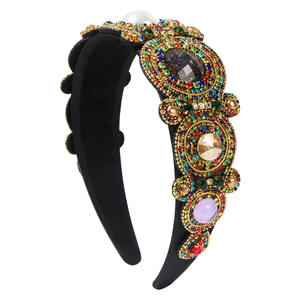 Serre-tête baroque pour femme, bord large avec pierres lâches, accessoire de cheveux élégant pour soirée - Product Image 3