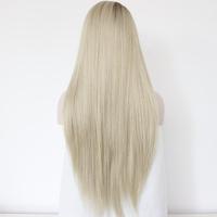 Perruque longue en dentelle synthétique ombrée | Dégradé blond doré avec effet d'ombre de racine | Fibres respectueuses de la chaleur pour les mariages de plage