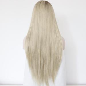 Perruque longue en dentelle synthétique ombrée | <span class=keywords><strong>Dégradé</strong></span> <span class=keywords><strong>blond</strong></span> doré avec effet d'ombre <span class=keywords><strong>de</strong></span> racine | Fibres respectueuses <span class=keywords><strong>de</strong></span> la chaleur pour les mariages <span class=keywords><strong>de</strong></span> plage - Product Image 3