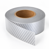 Film de transfert thermique réfléchissant segmenté motif chevron argenté en vinyle pour vêtements de sécurité, vêtements de sport et impression textile