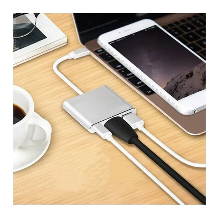 Cross-border popular usb type c to hdmi Cable PD, 4k hdmi USB 3.1 Type c to HDMI 3 In 1 Docking Station