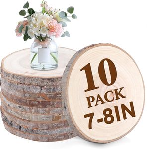 10 Piezas de Rodajas de Madera de Pino Ecológicas (7-8 Pulgadas) con Logotipo Grabado Personalizado en Color para Bodas, Baby Shower y Manualidades - Product Image 1