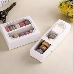 KInSun 사용자 정의 로고 골판지 상자 마카롱 흰색 식품 학년 쿠키 마카롱 상자 케이크 과자 종이 상자 창