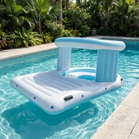 Île flottante gonflable personnalisée pour 4 personnes, grande île tropicale en PVC/vinyle, cabane aquatique, radeau, île de fête, flotteur de détente avec auvent