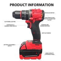 Outils électriques sans fil Perceuses électriques à main Perceuse combinée Perceuse à changement rapide 18V / 20V Lithuim Ion Battery Brushless Motor