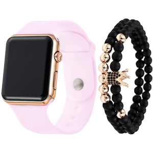 Njc Bán Buôn Thời Trang Tối Giản Phong Cách Vuông Silicone Dây Đeo Vòng Đeo Tay 2 cái/bộ Kinh Doanh/Thể Thao Kỹ Thuật Số Đồng Hồ Silicone Ban Nhạc - Product Image 5