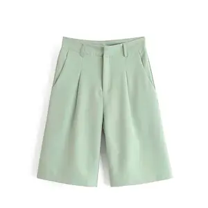 K276 shorts de hortelã para mulheres, verão de cor simples coreano chique, roupas femininas