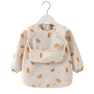 Hochwertige wasserdichte Kinder fütterung Lätzchen Kleidung Tablett Baby Mahlzeit Lätzchen Langarm Gemusterte Lätzchen - Product Image 1