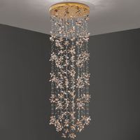 Lustre en cristal doré de luxe, design simple, pendentif en forme de fleur, lampe de plafond pour salon, hall d'hôtel, installation de projet