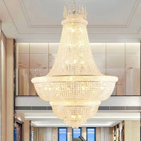 Lustre en cristal de luxe de grande taille, doré, moderne, pour salon, villa, escalier, D120cm H180cm