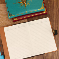 Cuaderno de Papelería A5 Retro al por Mayor, con Cubierta de Cuero de 100 Hojas, Tapa Dura Gruesa, Libro de Contraseñas con Candado, Bolígrafo y Carpeta