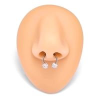 Anneaux de nez et de septum en titane G23 16G, boucles d'oreilles scintillantes en forme de boule disco avec zircon cubique, bijoux de piercing en cristal