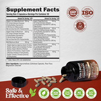 Capsules de Complexe de Champignons Crinière de Lion, Queue de Dinde, Chaga, Cordyceps, Reishi pour le Soutien Cérébral, Cognitif et la Mémoire chez l'Adulte