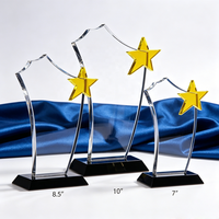 Trophée en cristal K9 personnalisé avec gravure, couleur transparente et bleue, cadeau d'entreprise souvenir étoile dorée, coffret cadeau
