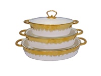 Ensemble de casseroles de cuisson à induction en céramique dorée rectangulaires modernes, vaisselle créative en fer, comprenant un support pour plat de cuisson, pot léger pour hôtel