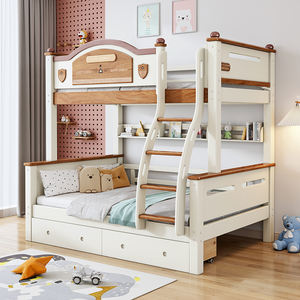 Litera de madera maciza que ahorra espacio. Una opción práctica para los dormitorios. Esta litera alta y baja cuenta con una combinación de dos pisos. - Product Image 6