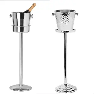 Tùy Chỉnh Đảng Kim Loại Thép Không Gỉ Champagne Wine Bucket Đứng Kim Loại Trang Trí Đứng Ice Bucket Với Đứng