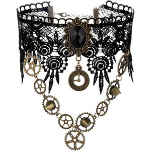 Accesorios de Disfraz Steampunk para Mujer, Sombrero Vintage, Guantes de Encaje, Collar, Joyería, Atuendo Gótico de Halloween, 27x7cm - Product Image 2