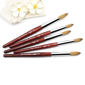 Pinceau acrylique 3D multifonctionnel Arsiffer, manche en bois rouge, forme ronde, poils 100% pur Kolinsky, personnalisé # 2- # 24 ongles en acrylique - Product Image 4