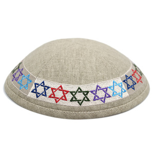 Kipás Judías Bordadas Personalizadas de Lino y Algodón para Hombres y Mujeres |   Gorros Kippah Étnicos Religiosos Personalizados por el Fabricante - Product Image 5