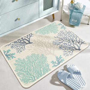 Alfombra de Baño Rectangular de Imitación de Lino Absorbente Antideslizante con Diseño de Atardecer Costero y Patrón de Dibujos Animados - Product Image 4
