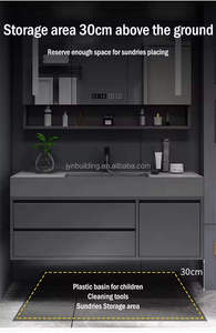 Modern <b>Wall</b> Mounted Bathroom Vanity <b>Set</b> with LED <b>Mirror</b> Cabinet Stone Basin Dark Finish In Contemporary Design - Product Image 6
