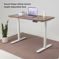 Bureau de travail électrique ergonomique à forme ronde 2DF3 avec cadre à double moteur et plateau magnétique pour câbles