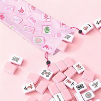 Sacs de Mahjong en Satin Rose avec Cordon de Serrage, Logo Personnalisé, 26 x 7,1 Pouces, Housse de Protection pour Supports et Poussoirs de Mahjong