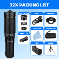 Kit d'objectif d'appareil photo pour téléphone portable avec trépied, clip universel, téléobjectif 32X, 3 en 1 pour la photographie de smartphone avec zoom optique