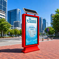 Poubelle publicitaire solaire extérieure étanche basse tension avec écran défilant, lecteur publicitaire, panneau d'affichage personnalisé, totem publicitaire