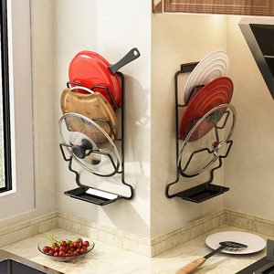 Pot Lid Rack Wall Mounted With <b>Tray</b> Metal Hanging Kitchen <b>Storage</b> Draining Rack Square Shape For Cookware Organization - Product Image 1