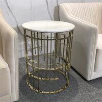 Table d'appoint moderne avec plateau en marbre et base en acier inoxydable pour appartement, chambre, salon et hôtel