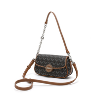Sac à bandoulière gris foncé losanges de créateur, porté deux façons, avec chaîne mixte et sangle en cuir, mini sac bandoulière à rabat à bouton-pression