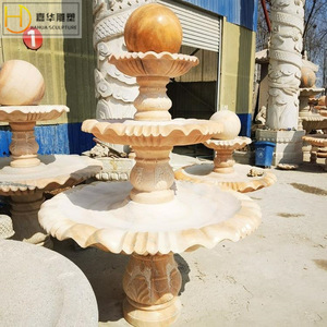 Fontaine en pierre Jiahua, élément aquatique en marbre, design de colonne traditionnel, décoration de jardin extérieur, sculpture en pierre durable - Product Image 5