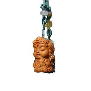 Sandalwood Carved Tara Pendant 2.5cm Chinese Style Keychain Mobile Phone Decoration <b>Ornament</b> Gift - Product Image 5