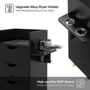Carrito de Almacenamiento de 4 Niveles para Peluquería, con 4 Cajones y 2 Soportes para Secador de Pelo, Mueble para Salón de Belleza - Product Image 2