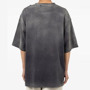 Camiseta de algodón de alta calidad al por mayor para hombre, ropa de calle, camisetas de talla grande para hombre, camiseta desgastada de peso pesado para hombre de gran tamaño - Product Image 3