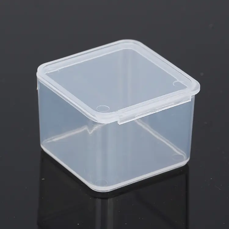 प्लास्टिक स्पष्ट पारदर्शी ढक्कन के साथ वर्ग भंडारण बॉक्स मिनी टिकाऊ संग्रह गहने कंटेनर