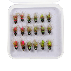 18 pièces/boîte, mouches nymphes Euro à descente rapide, tête de <span class=keywords><strong>jig</strong></span> à perles de tungstène barbelées, mouches nymphes <span class=keywords><strong>pour</strong></span> la pêche à la <span class=keywords><strong>truite</strong></span>, leurres, appâts # 12 # 14 # 16 - Product Image 1