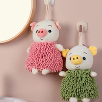 FF3833 maison salle de bain décor dessin animé cochon séchage des mains serviette absorbant chiffons de nettoyage chiffon Chenille floue éléphant essuie-mains