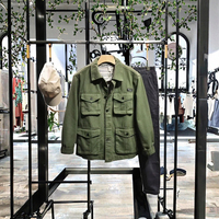 Veste cargo décontractée en denim matelassé vert utilitaire, respirante, écologique, manteau d'automne, plusieurs poches, col en V, homme