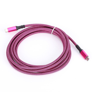 HOLLOW Type <b>C</b> To Type <b>C</b> Data Cable 3M Aluminum Shell Braided Nylon Fast <b>Charging</b> 5A 10G PD100W Rose Red - Product Image 3