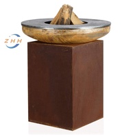 Brasero en acier corten avec anneau de grill, foyer avec plaque de grill et grille de grill, durable et résistant à la corrosion