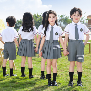 Camisa de verano Pantalones cortos de manga corta Uniforme escolar de 2 piezas Vestido de rendimiento Vestido de anfitrión 1 de junio Día de los niños - Product Image 2