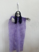 SIPKLR Fantôme suspendu violet pour Halloween, 80 cm/31,5 po, fantôme fille blême effrayant pour décoration de maison hantée, jardin, intérieur, extérieur, fête