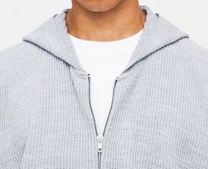 Light Grey Oversized Fit Ribbed Knitted Zip Through Hoodie and <b>Shorts</b> Set Blank Sports <b>Tech</b> Suit - Product Image 3